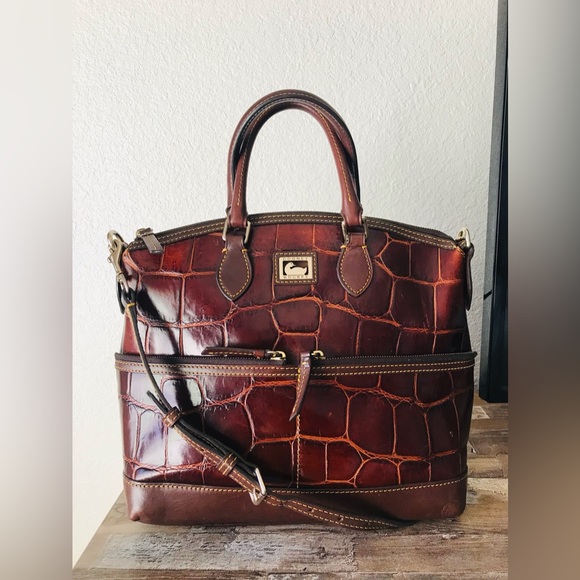 Dooney & Bourke Croc Embossed Double Pocket Satchel - Picture 1 of 12